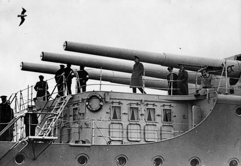 Adolf Hitler on the Deutschland battleship